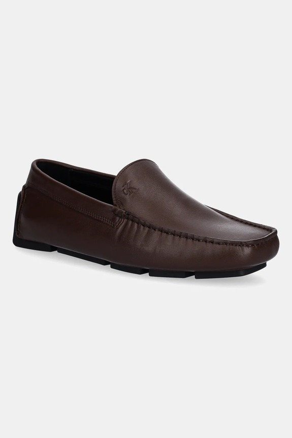 Δερμάτινα μοκασίνια Calvin Klein DRIVER LTH λείο δέρμα καφέ HM0HM01864