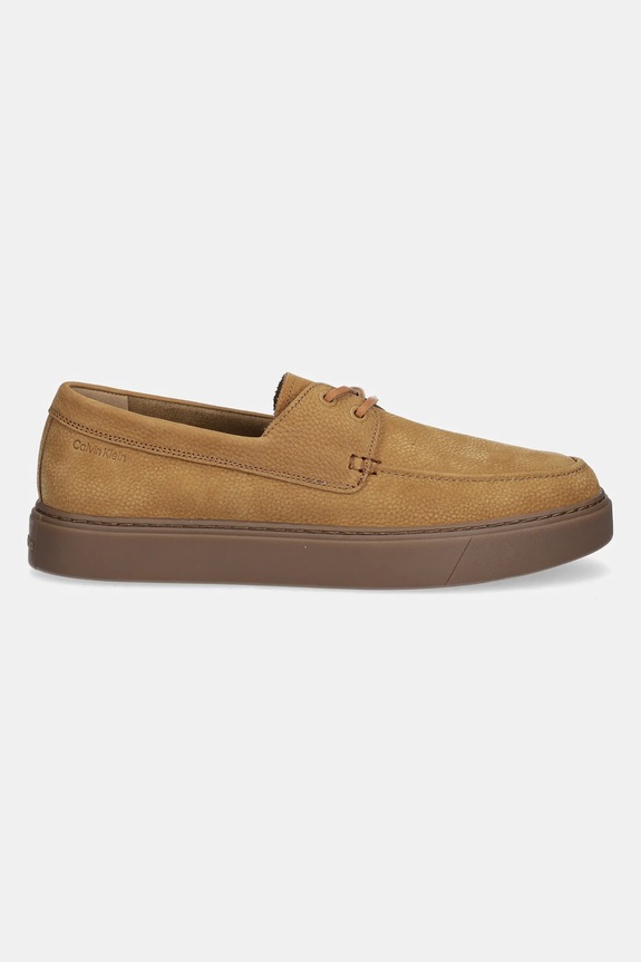 Nubukové mokasíny Calvin Klein HYBRID LACE UP BOAT NU HM0HM01892 hnedá AW25