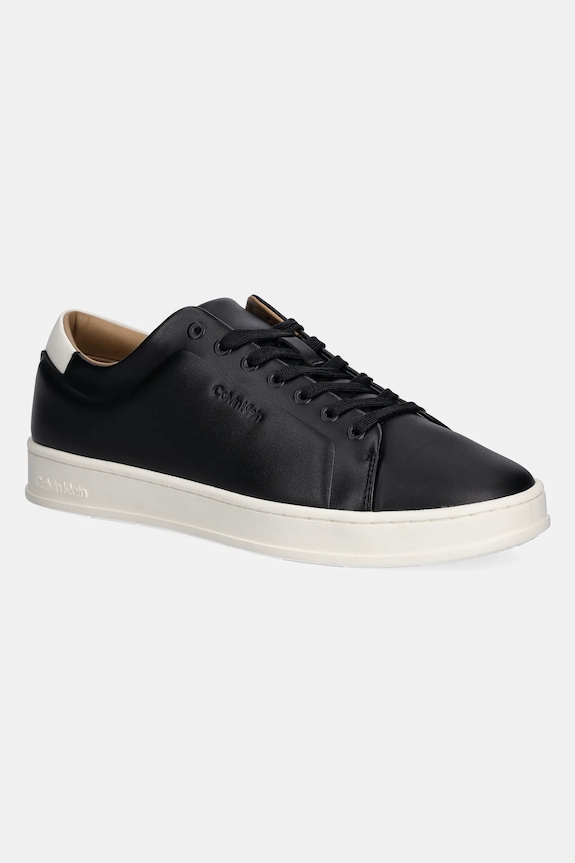 Calvin Klein sneakersy skórzane PURE LOW LACEUP CUPSOLE HF LTH niska czarny HM0HM01859