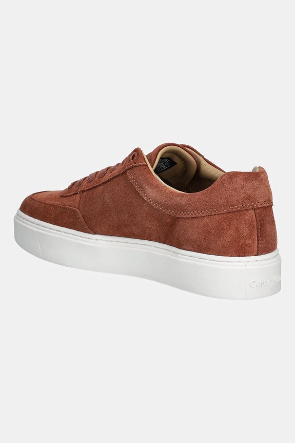 Încălțăminte Calvin Klein sneakers din piele întoarsă CLEAN CUP LOW LACEUP OXF SU HM0HM01880 maro