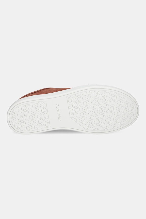 Calvin Klein sneakers din piele întoarsă CLEAN CUP LOW LACEUP OXF SU HM0HM01880 maro