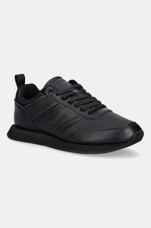 Calvin Klein sneakers LOW PROF RUNN LACEUP TAPE finta pelle fiore nero HM0HM01897