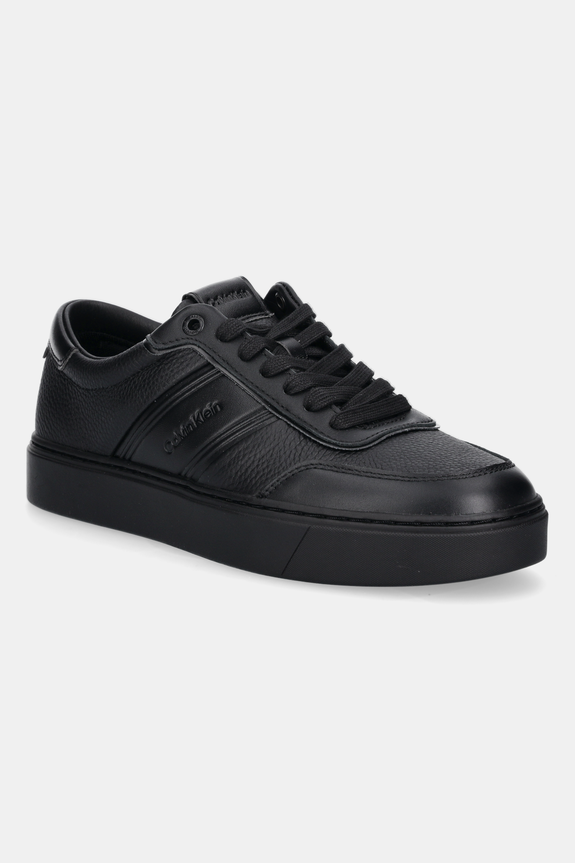 Tenisky Calvin Klein CLEAN CUP LOW LACE TAPE imitace kůže černá HM0HM01898