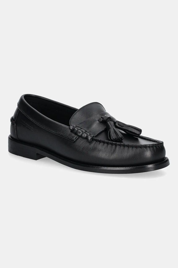 Tommy Hilfiger bőr mokaszin TH TASSEL LTH LOAFER hétköznapi fekete FM0FM05494