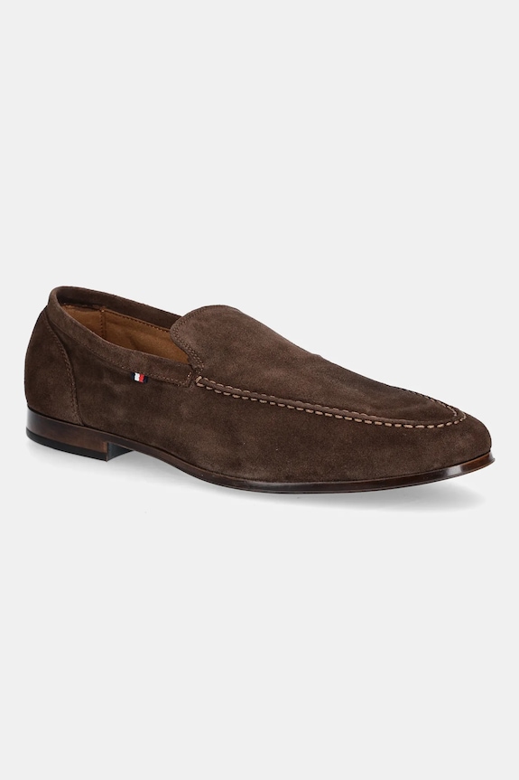 Μοκασίνια σουέτ Tommy Hilfiger TH FLEXIBLE SUEDE LOAFER casual καφέ FM0FM05496