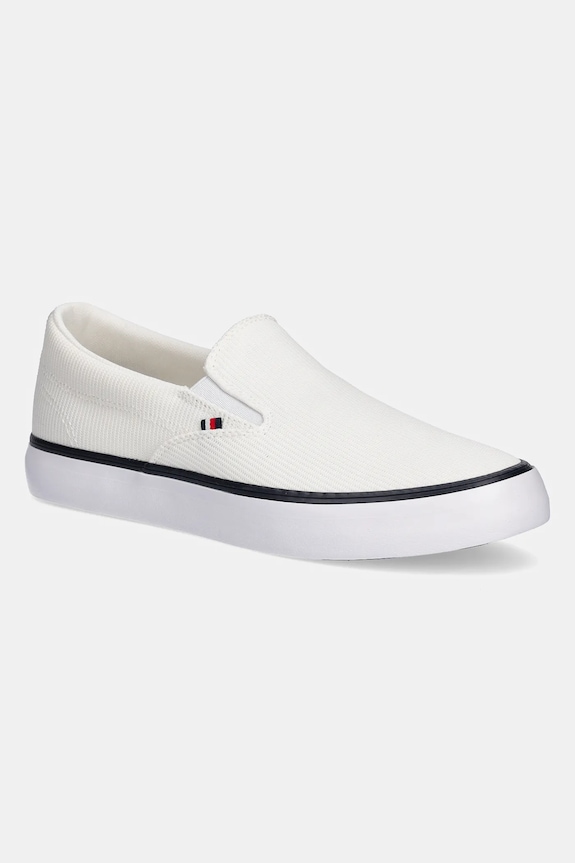 Tommy Hilfiger scarpe da ginnastica TH HI VULC CORE LOW II SLIPON slip on bianco FM0FM05514