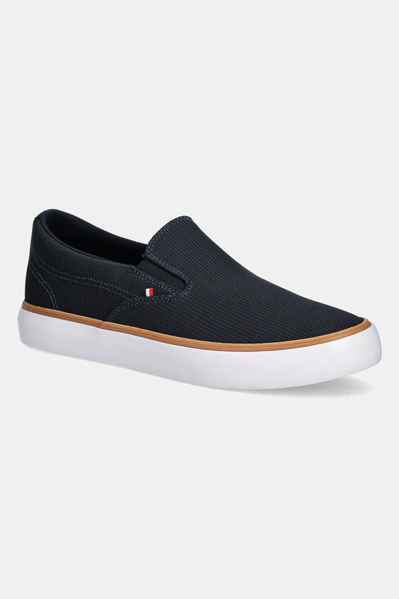 Tommy Hilfiger scarpe da ginnastica TH HI VULC CORE LOW II SLIPON slip on blu navy FM0FM05514