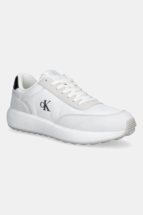 Sneakers Calvin Klein Jeans ATHLEISURE RUNNER LACEUP NY-SU δέρμα σαμουά λευκό YM0YM01370