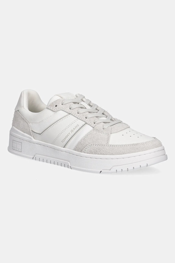 Tenisice Tommy Jeans TJM CUPSOLE PODS brušena koža bijela EM0EM01579