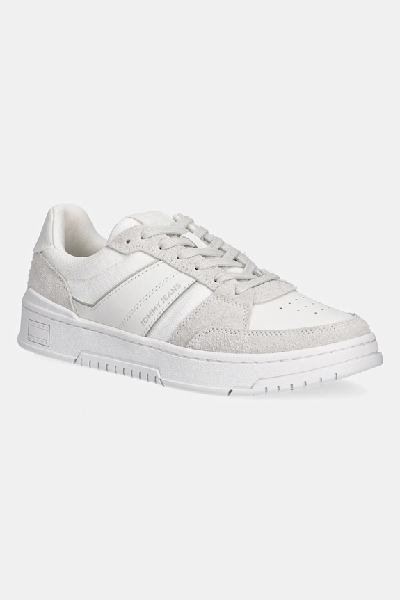 Tenisice Tommy Jeans TJM CUPSOLE PODS brušena koža bijela EM0EM01579
