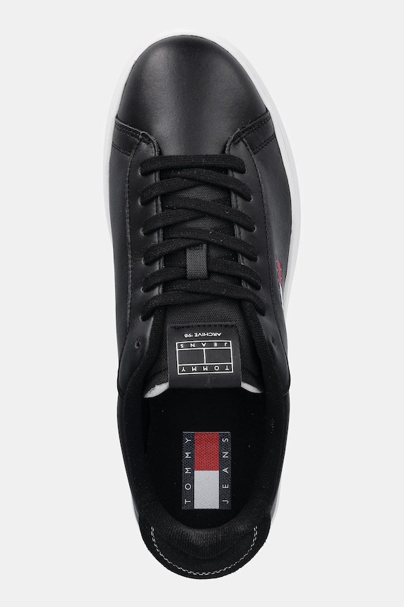 Kožne tenisice Tommy Jeans ARCHIVE '98 crna EM0EM01596