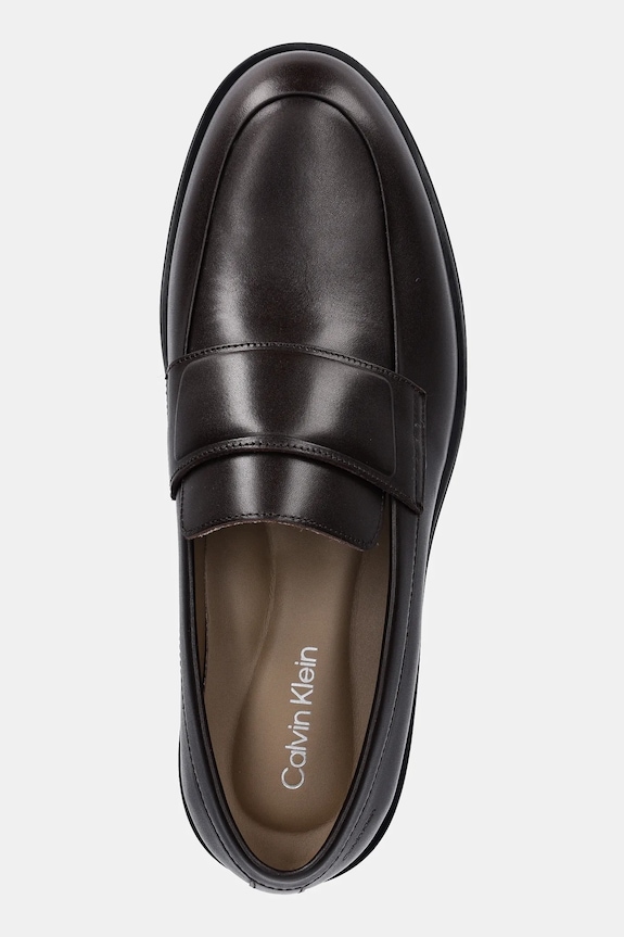 Calvin Klein mokasyny skórzane ESS RUBBER BAND LOAFER LTH brązowy HM0HM01923