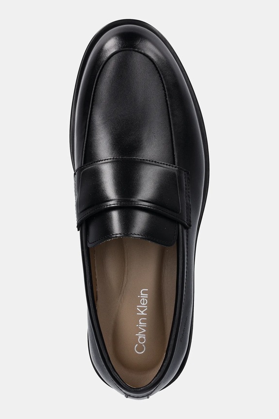 Calvin Klein mokasyny skórzane ESS RUBBER BAND LOAFER LTH czarny HM0HM01923