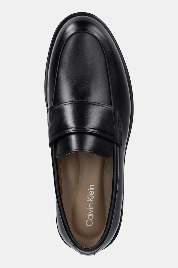 Calvin Klein mokasyny skórzane ESS RUBBER BAND LOAFER LTH czarny HM0HM01923
