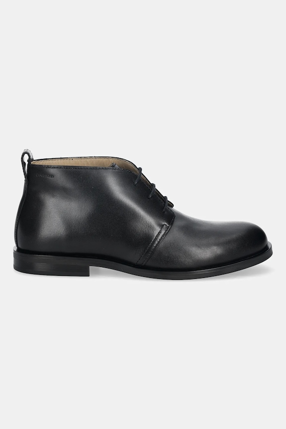 Kožené poltopánky Calvin Klein ESS RUBBER DESERT BOOT LTH HM0HM01979 čierna NC25