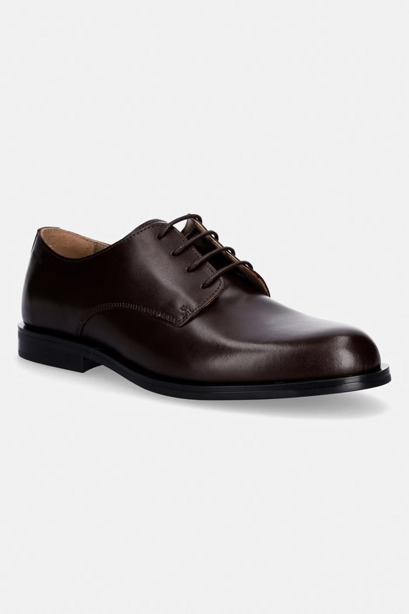 Calvin Klein scarpe da uomo in pelle ESS RUBBER DERBY LTH marrone HM0HM02056