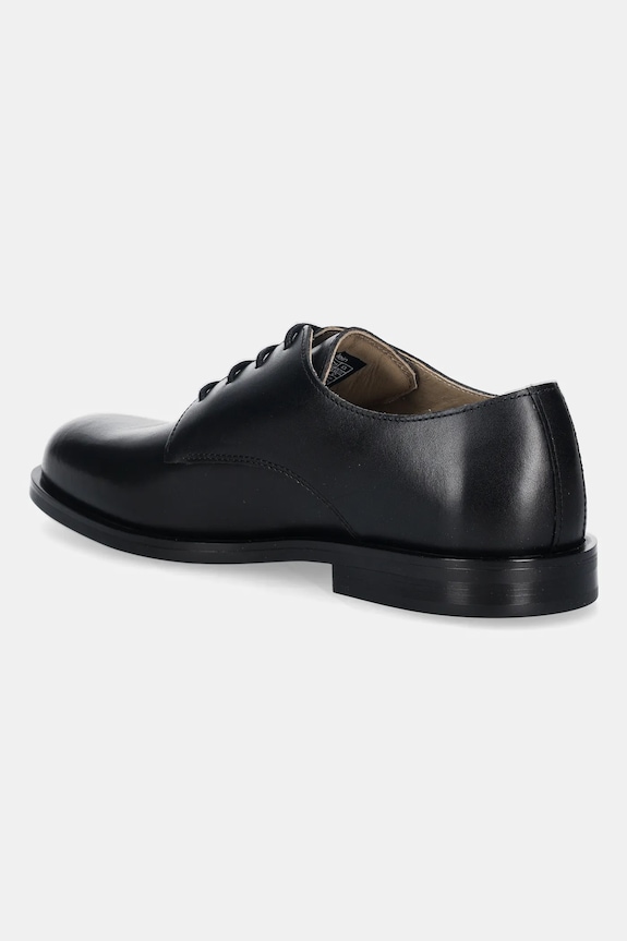 Obuv Calvin Klein pánske kožené poltopánky ESS RUBBER DERBY LTH HM0HM02056 čierna