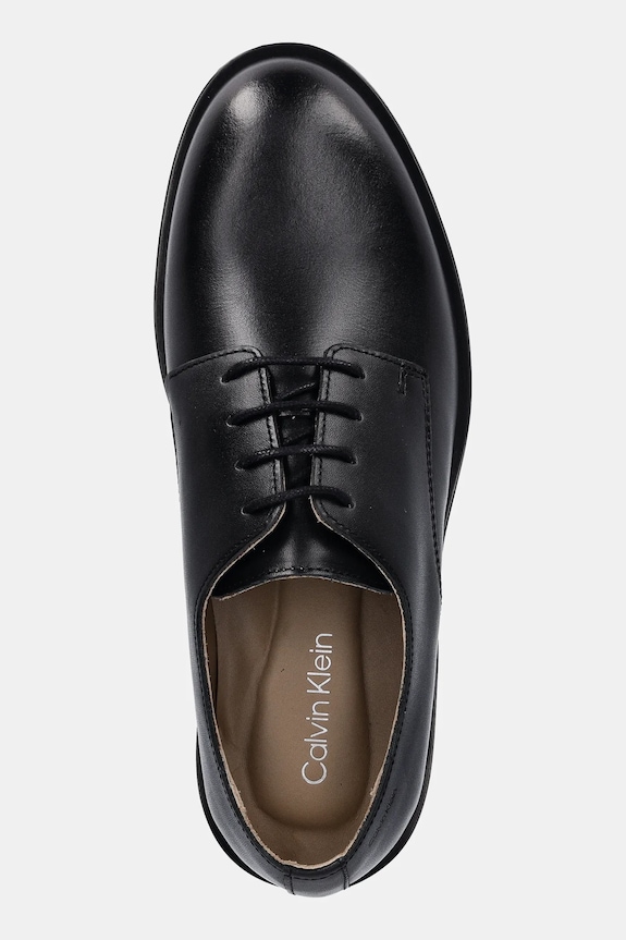 Calvin Klein pánske kožené poltopánky ESS RUBBER DERBY LTH čierna HM0HM02056