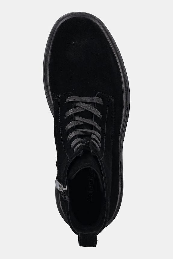 Semišové topánky Calvin Klein COMBAT ESS LACE UP ZIP BOOT SU čierna YM0YM01371