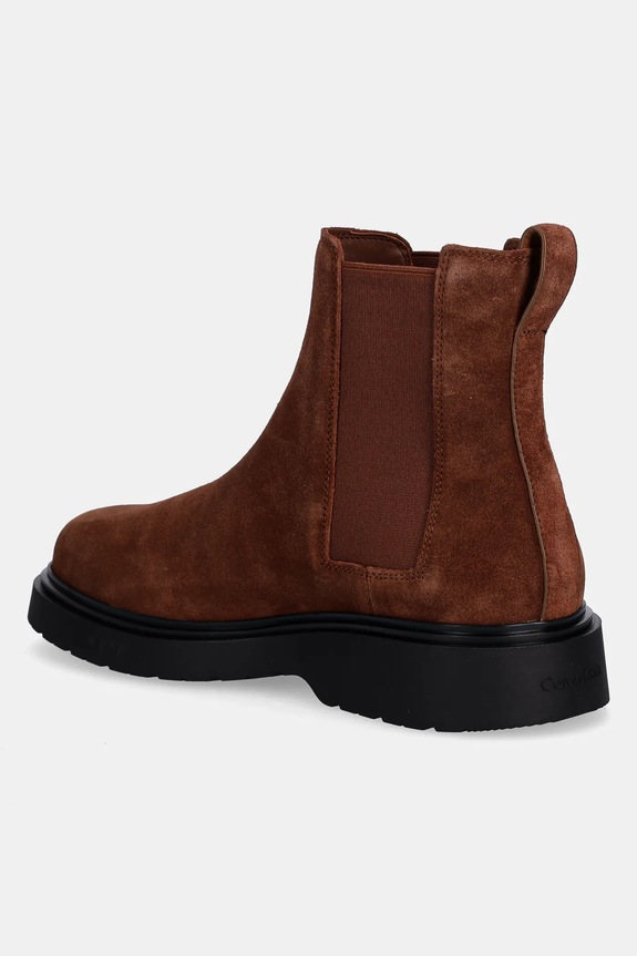 Încălțăminte Calvin Klein ghete chelsea de piele COMBAT ESS CHELSEA BOOT SU YM0YM01372 maro