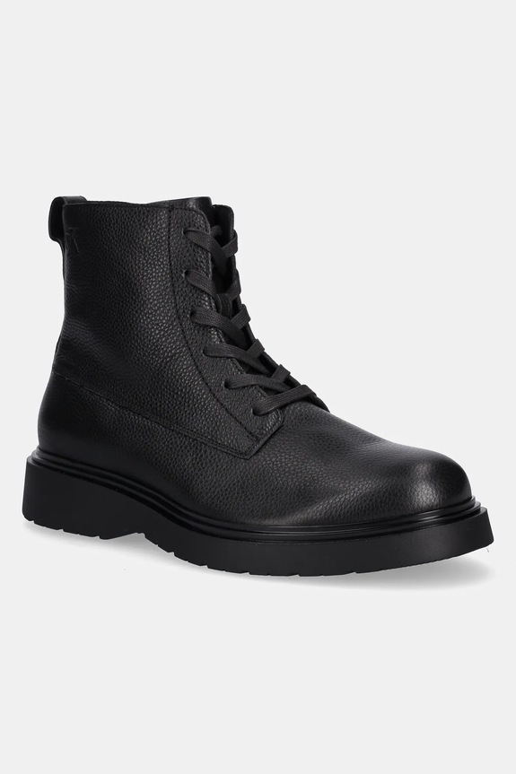 Calvin Klein buty skórzane COMBAT ESS LACE UP ZIP BOOT LTH skóra licowa czarny YM0YM01373