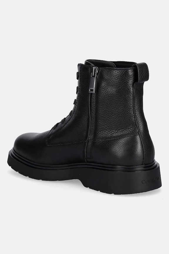 Obuwie Calvin Klein buty skórzane COMBAT ESS LACE UP ZIP BOOT LTH YM0YM01373 czarny