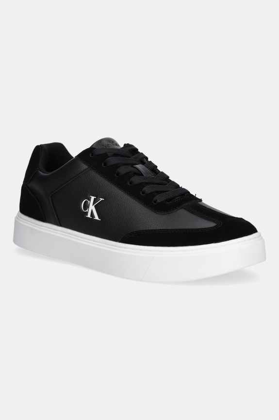 Calvin Klein sneakersy skórzane CLASSIC CUPSOLE LACEUP WT MIX skóra zamszowa czarny YM0YM01429