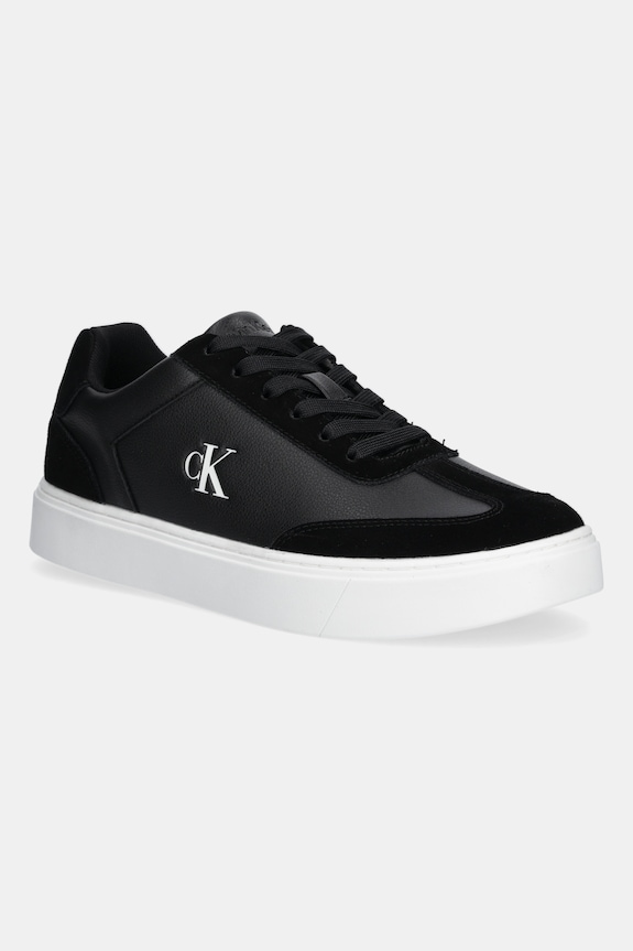 Calvin Klein sneakersy skórzane CLASSIC CUPSOLE LACEUP WT MIX skóra zamszowa czarny YM0YM01429