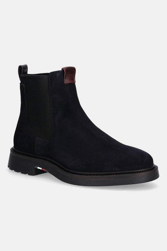 Semišové kotníkové boty Tommy Hilfiger COMFORT LWT SDE CHELSEA nezateplené námořnická modř FM0FM05592