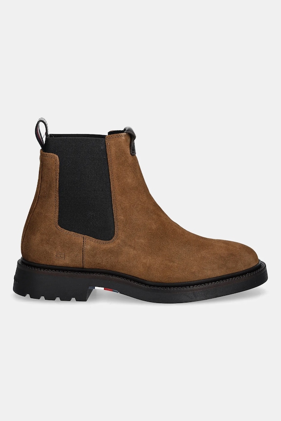 Semišové kotníkové boty Tommy Hilfiger COMFORT LWT SDE CHELSEA FM0FM05592 hnědá AW25