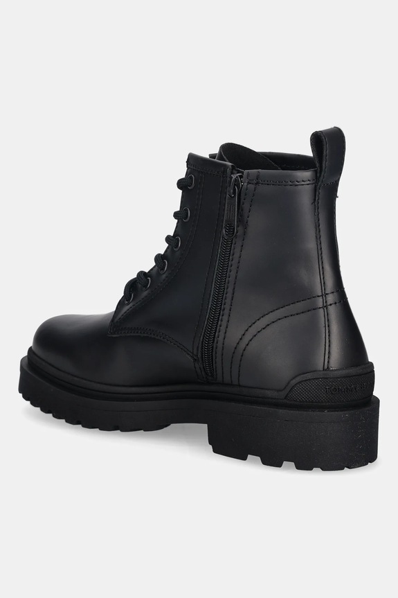 Încălțăminte Tommy Jeans ghete de piele TJM LACE UP RUBBERIZED EM0EM01628 negru