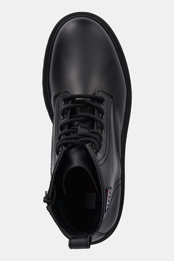Tommy Jeans ghete de piele TJM LACE UP RUBBERIZED negru EM0EM01628
