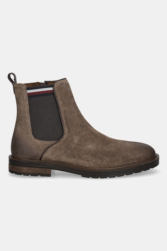 Semišové kotníkové boty Tommy Hilfiger CLEATED HILFIGER SUEDE CHELSEA FM0FM05560 hnědá AW25