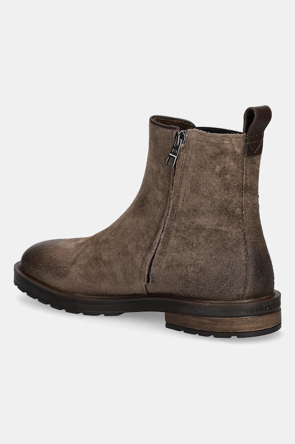 Boty Semišové kotníkové boty Tommy Hilfiger CLEATED HILFIGER SUEDE CHELSEA FM0FM05560 hnědá