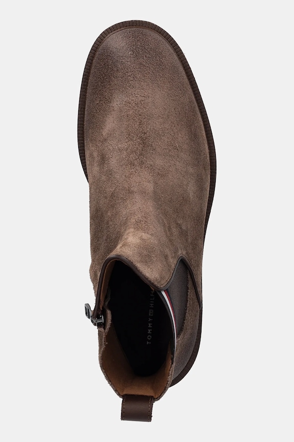 Semišové kotníkové boty Tommy Hilfiger CLEATED HILFIGER SUEDE CHELSEA hnědá FM0FM05560