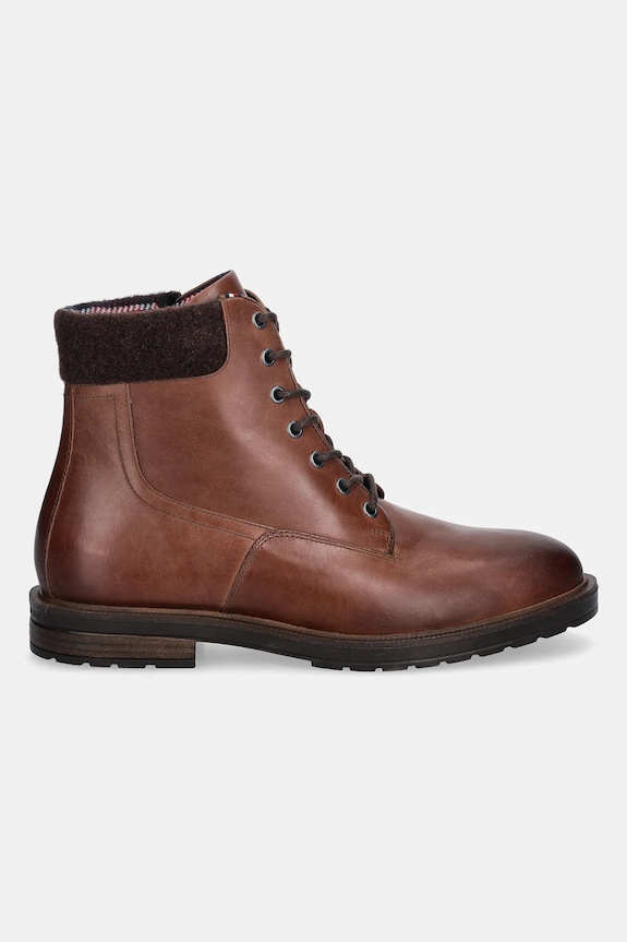 Kožené členkové topánky Tommy Hilfiger CLEATED HILFIGER W LTH BOOT FM0FM05562 hnedá NC25
