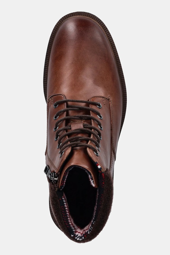 Kožené členkové topánky Tommy Hilfiger CLEATED HILFIGER W LTH BOOT hnedá FM0FM05562