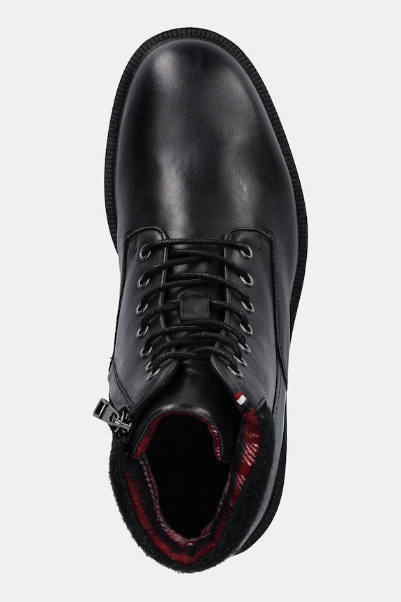 Tommy Hilfiger trapery skórzane CLEATED HILFIGER W LTH BOOT czarny FM0FM05562