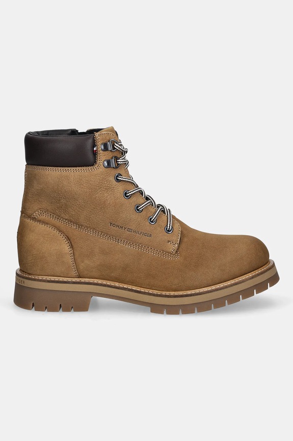 Tommy Hilfiger cizme înalte din piele FLEX TH OUTDOOR W NBK BOOT FM0FM05563 maro NC25