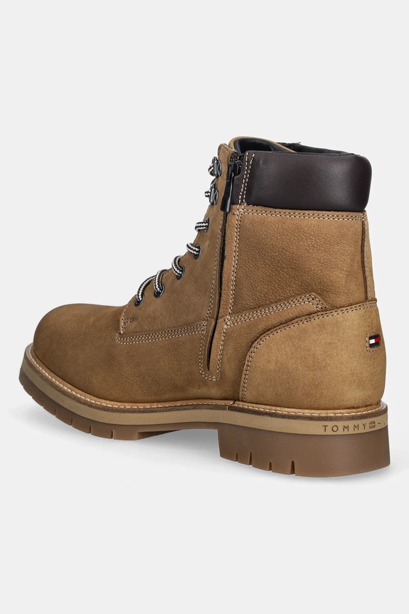 Încălțăminte Tommy Hilfiger cizme înalte din piele FLEX TH OUTDOOR W NBK BOOT FM0FM05563 maro