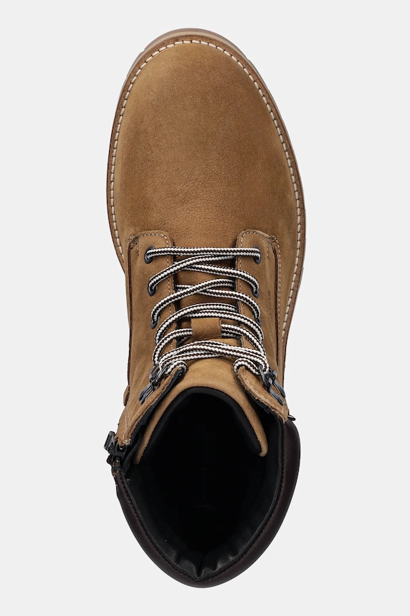 Tommy Hilfiger cizme înalte din piele FLEX TH OUTDOOR W NBK BOOT maro FM0FM05563