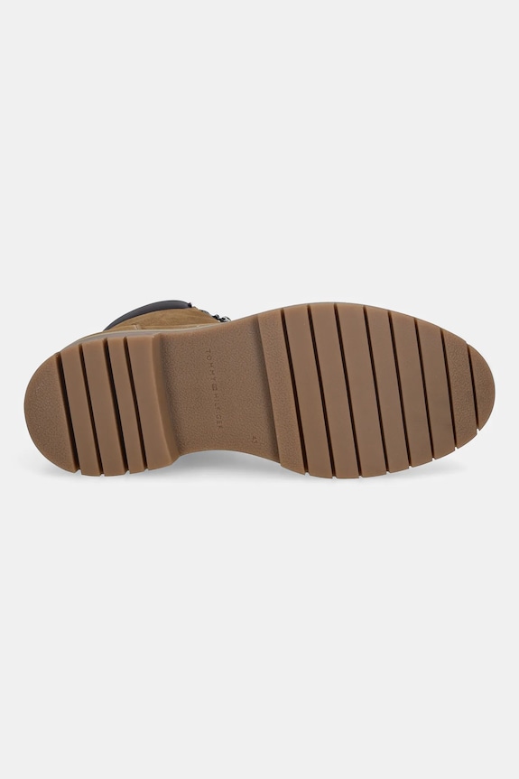 Tommy Hilfiger cizme înalte din piele FLEX TH OUTDOOR W NBK BOOT FM0FM05563 maro