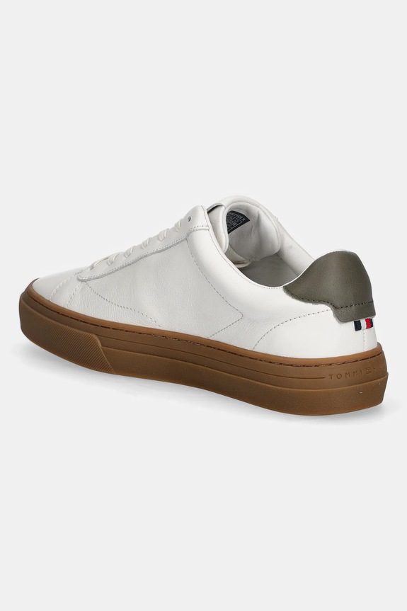 Scarpe Tommy Hilfiger sneakers in pelle PREMIUM DRESS CUPSOLE LTH FM0FM05572 bianco