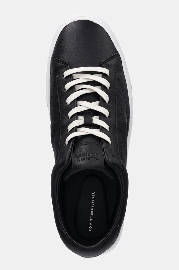 Kožené tenisky Tommy Hilfiger PREMIUM DRESS CUPSOLE LTH černá FM0FM05572