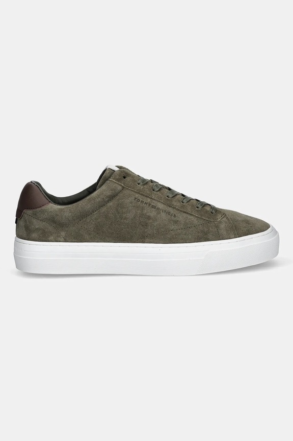 Semišové tenisky Tommy Hilfiger PREMIUM DRESS CUPSOLE SUEDE FM0FM05573 zelená AW25
