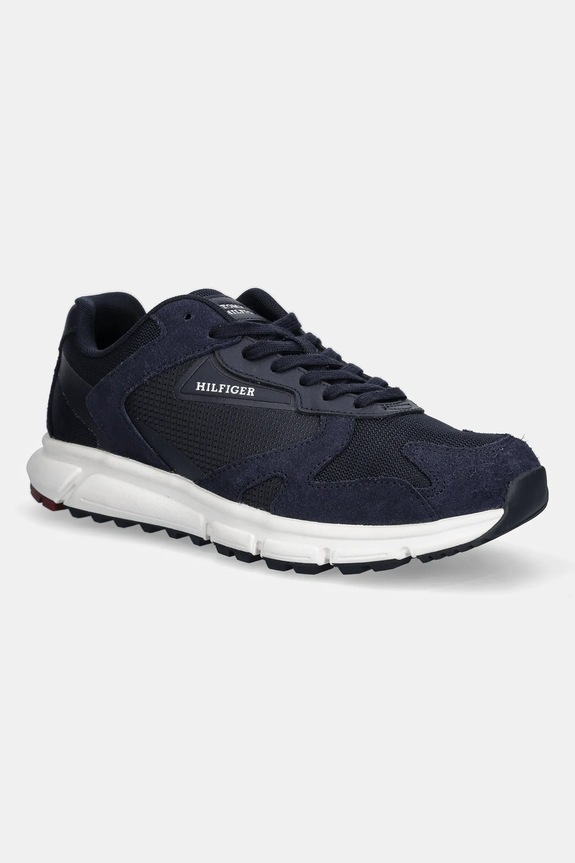 Tenisky Tommy Hilfiger OUTDOOR RUNNER MIX semišová kůže námořnická modř FM0FM05574