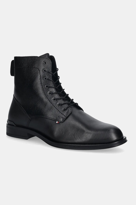 Tommy Hilfiger trzewiki skórzane CORPORATE HILFIGER LTH ZIP BOOT skóra licowa czarny FM0FM05577