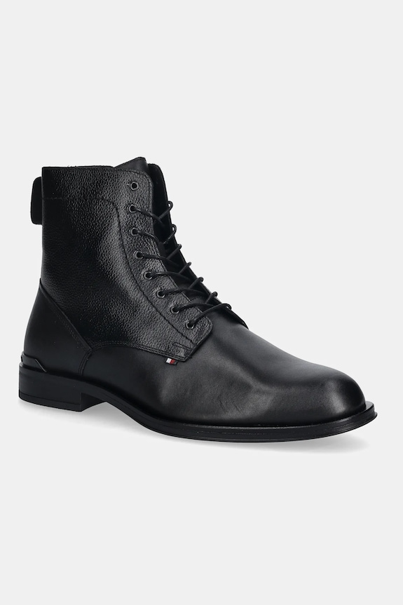 Tommy Hilfiger trzewiki skórzane CORPORATE HILFIGER LTH ZIP BOOT skóra licowa czarny FM0FM05577