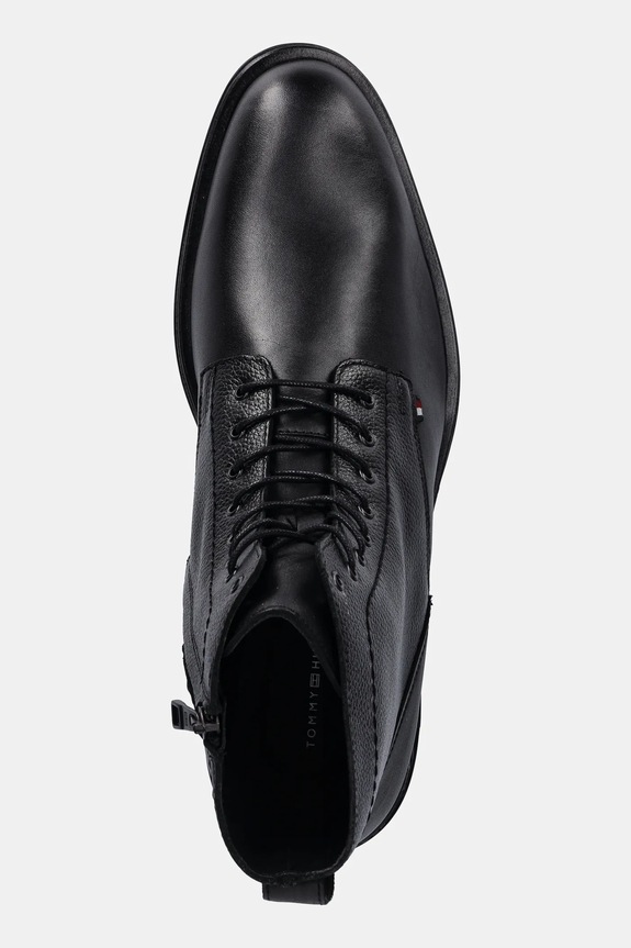 Tommy Hilfiger trzewiki skórzane CORPORATE HILFIGER LTH ZIP BOOT czarny FM0FM05577