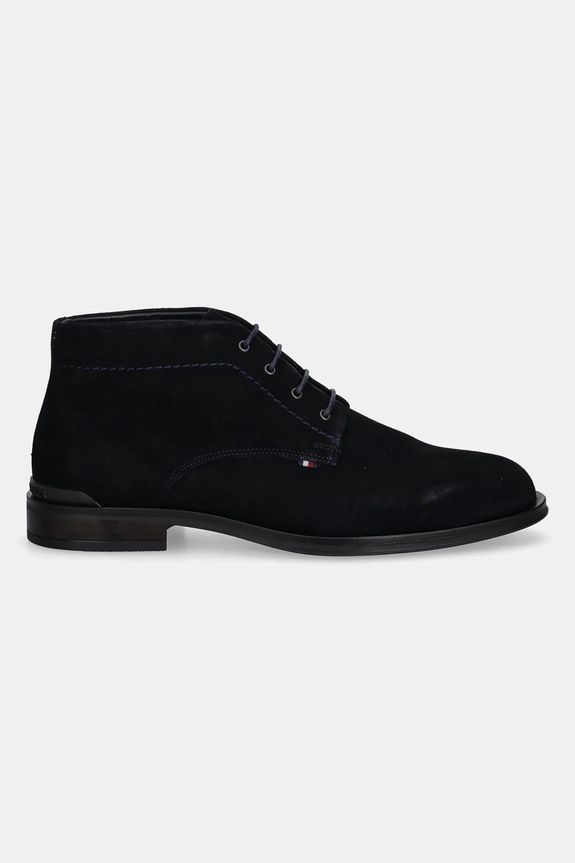 Semišové členkové topánky Tommy Hilfiger CORPORATE HILFIGER SDE BOOT FM0FM05579 tmavomodrá AW25
